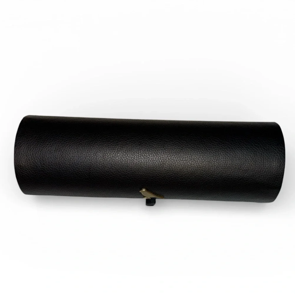 Kestrel Black Vegan Leather Makeup Brush Holder Case Gold Bird Influencer Trend